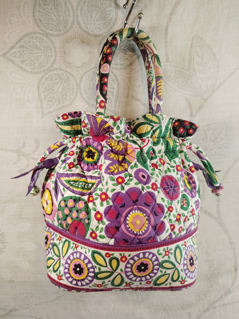 Vera Bradley Purple Floral Quilted Drawstring Tote